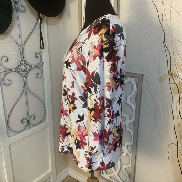 JM Collection leaf design shirt top blouse - Picture 2 of 11